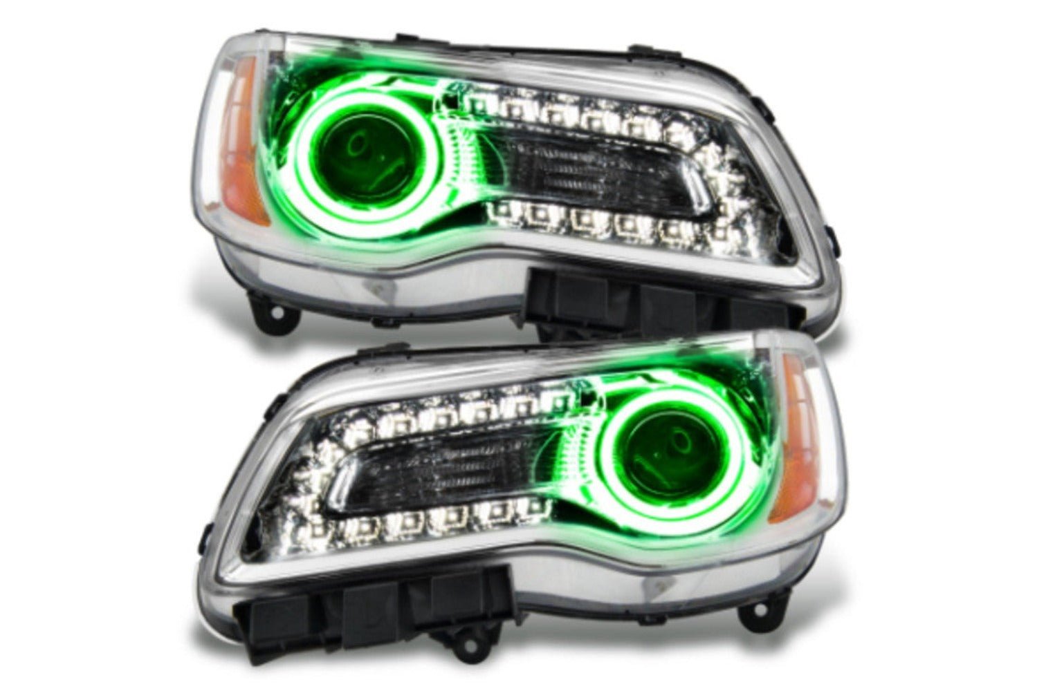 Oracle LED Halo Headlights: 11-14 Chrysler 300c W/o Oem Hid (Chrome / Plasma / Green) - Image 1
