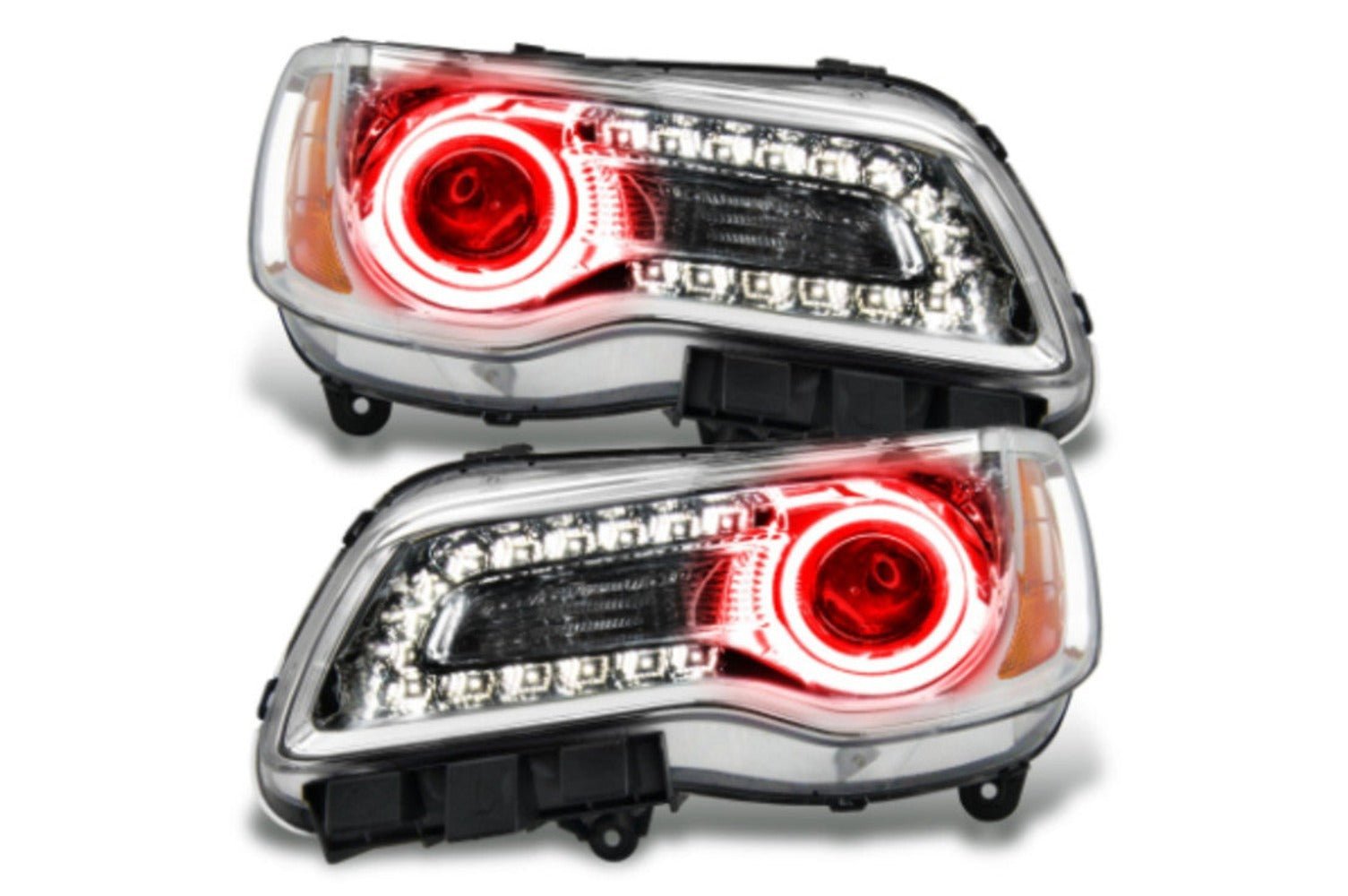 Oracle LED Halo Headlights: 11-14 Chrysler 300c W/o Oem Hid (Chrome / Red SMD Single Color) - Image 1