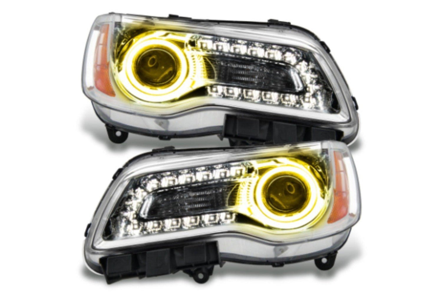 Oracle LED Halo Headlights: 11-14 Chrysler 300c W/o Oem Hid (Chrome / Yellow SMD Single Color) - Image 1
