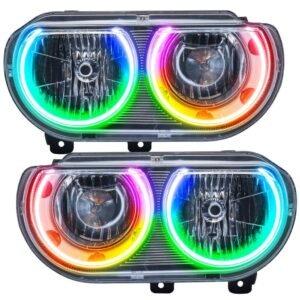 2008-2014 Dodge Challenger Pre-assembled Headlights-chrome-(Non-hid) Dynamic Colorshift - Image 2