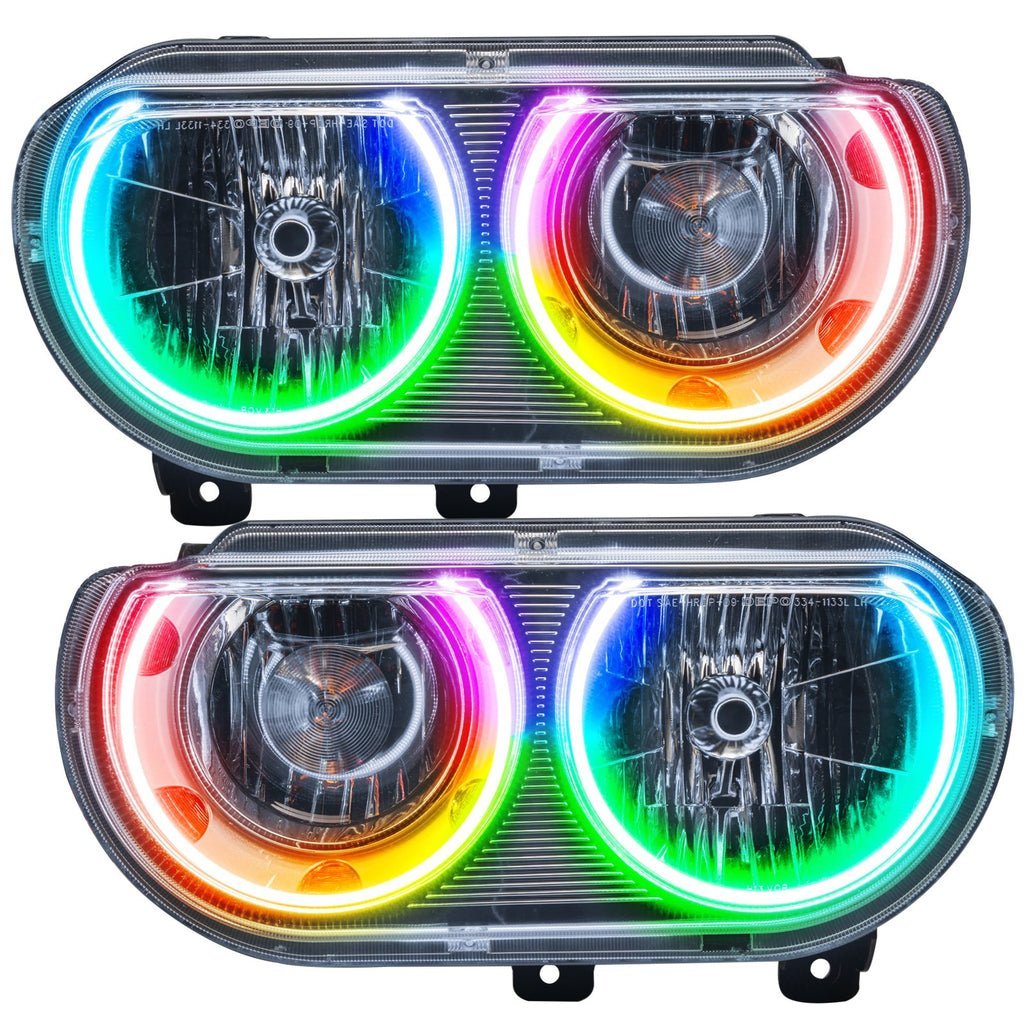 2008-2014 Dodge Challenger Pre-assembled Headlights-chrome-(Non-hid) Dynamic Colorshift