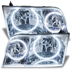 Oracle Lighting 1998-2011 Ford Crown Victoria Pre-assembled SMD Halo Headlights - Halogen - Chrome Housing - Image 6