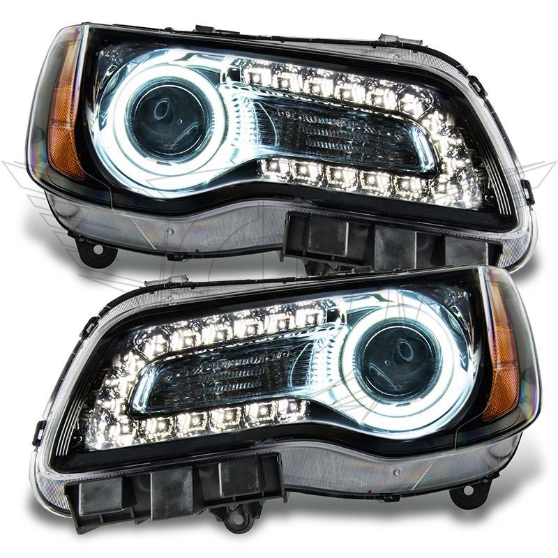 2011-2014 Chrysler 300c Non Hid Pre-assembled SMD Halo Headlights - Black Housing