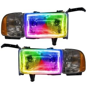 Oracle Lighting 1994-2002 Dodge Ram 1500/2500/3500 Pre-assembled SMD Halo Headlights - Image 3