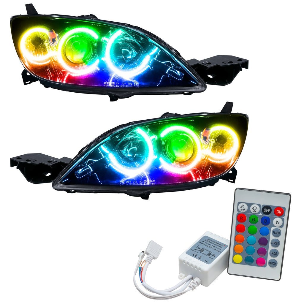 Oracle Lighting 2004-2009 Mazda 3 Pre-assembled SMD Halo Headlights - 4DR Halogen Style
