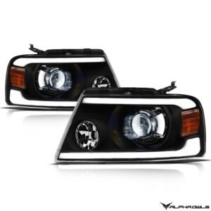 Alpha Owls 2006-2008 Lincoln Mark-LT LMX Series LED Projector Headlights (LED Projector Black housing w/ LumenX Light Bar) - Image 2