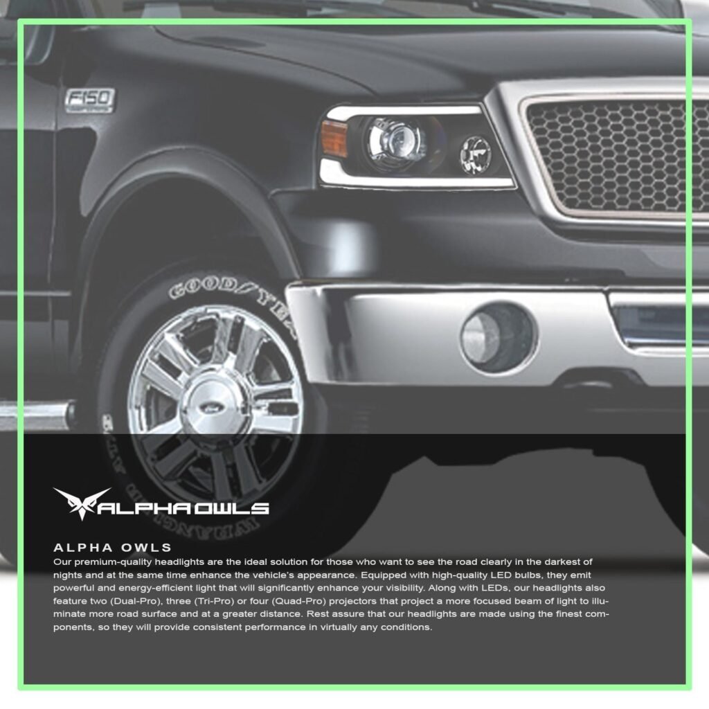 Alpha Owls 2006-2008 Lincoln Mark-LT LMX Series LED Projector Headlights (LED Projector Black housing w/ LumenX Light Bar)