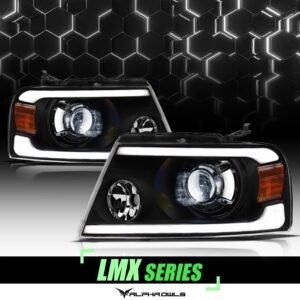 Alpha Owls 2006-2008 Lincoln Mark-LT LMX Series LED Projector Headlights (LED Projector Black housing w/ LumenX Light Bar) - Image 1