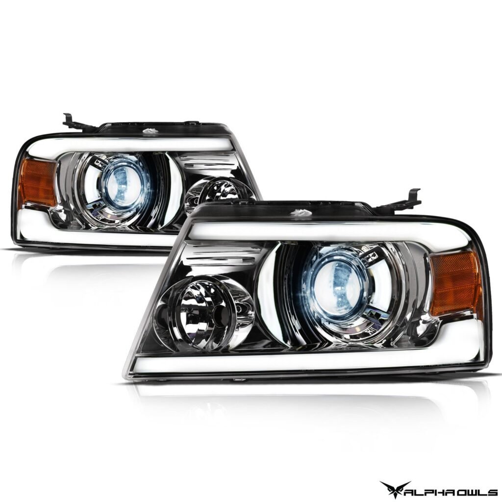 Alpha Owls 2006-2008 Lincoln Mark-LT LMX Series LED Projector Headlights (LED Projector Chrome housing w/ LumenX Light Bar)