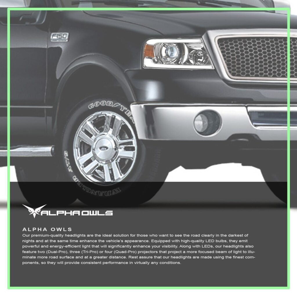Alpha Owls 2006-2008 Lincoln Mark-LT LMX Series LED Projector Headlights (LED Projector Chrome housing w/ LumenX Light Bar)