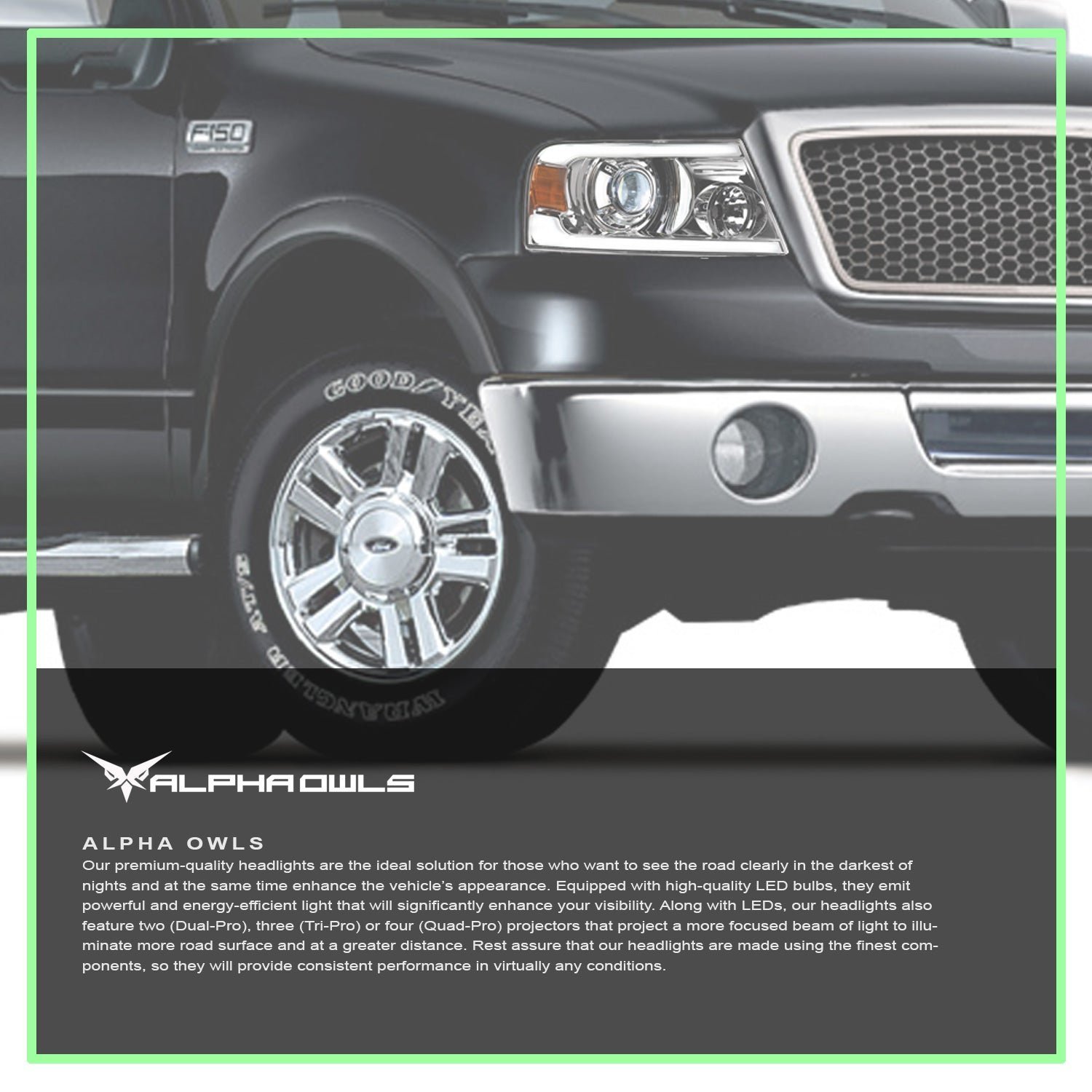 Alpha Owls 2006-2008 Lincoln Mark-LT LMX Series LED Projector Headlights (LED Projector Chrome housing w/ LumenX Light Bar) - Image 7