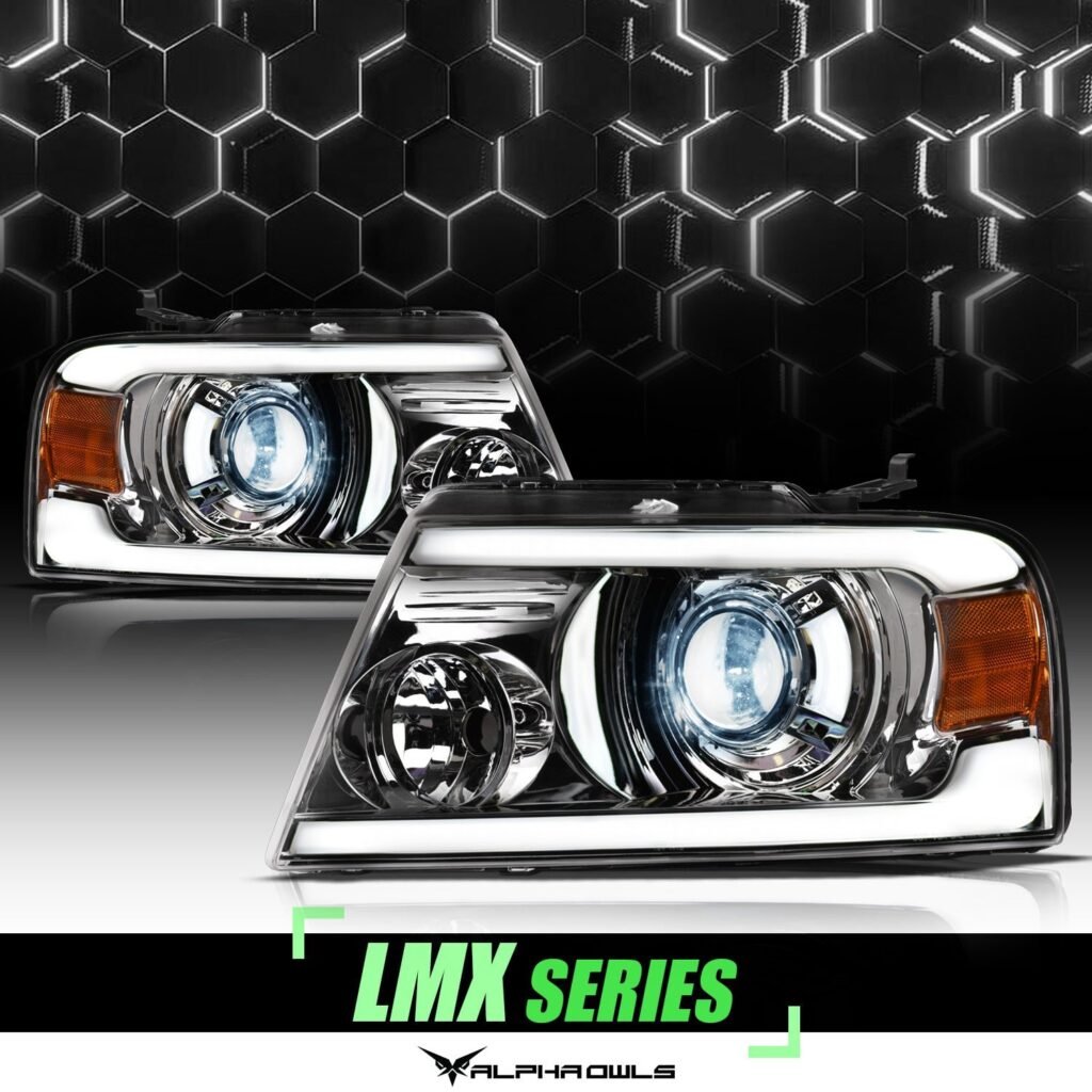Alpha Owls 2006-2008 Lincoln Mark-LT LMX Series LED Projector Headlights (LED Projector Chrome housing w/ LumenX Light Bar)