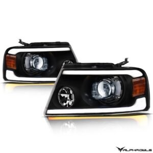 Alpha Owls 2006-2008 Lincoln Mark-LT SQX Series LED Projector Headlights (LED Projector Black housing w/ Sequential Signal/LumenX Light Bar) - Image 2