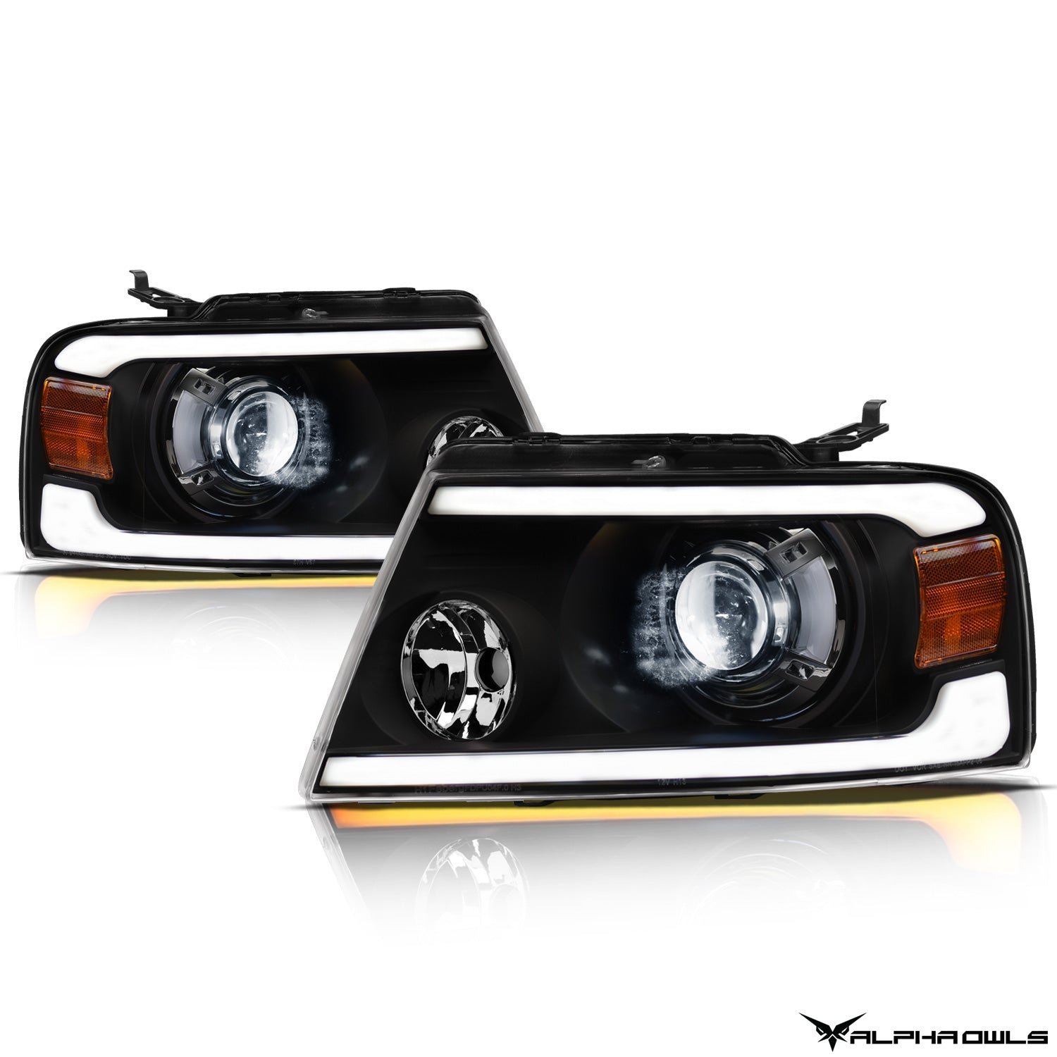 Alpha Owls 2006-2008 Lincoln Mark-LT SQX Series LED Projector Headlights (LED Projector Black housing w/ Sequential Signal/LumenX Light Bar) - Image 2