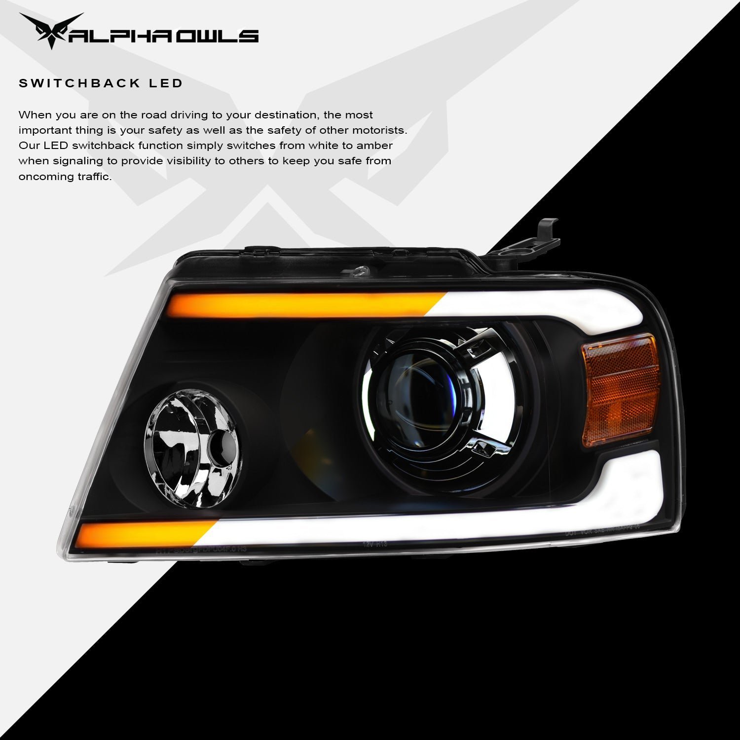 Alpha Owls 2006-2008 Lincoln Mark-LT SQX Series LED Projector Headlights (LED Projector Black housing w/ Sequential Signal/LumenX Light Bar) - Image 4