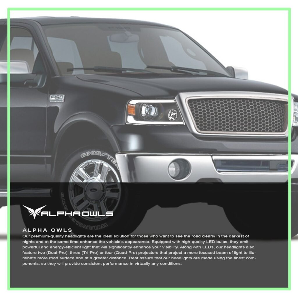 Alpha Owls 2006-2008 Lincoln Mark-LT SQX Series LED Projector Headlights (LED Projector Black housing w/ Sequential Signal/LumenX Light Bar)