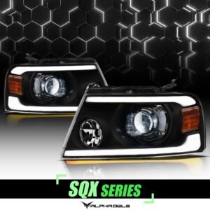 Alpha Owls 2006-2008 Lincoln Mark-LT SQX Series LED Projector Headlights (LED Projector Black housing w/ Sequential Signal/LumenX Light Bar) - Image 1