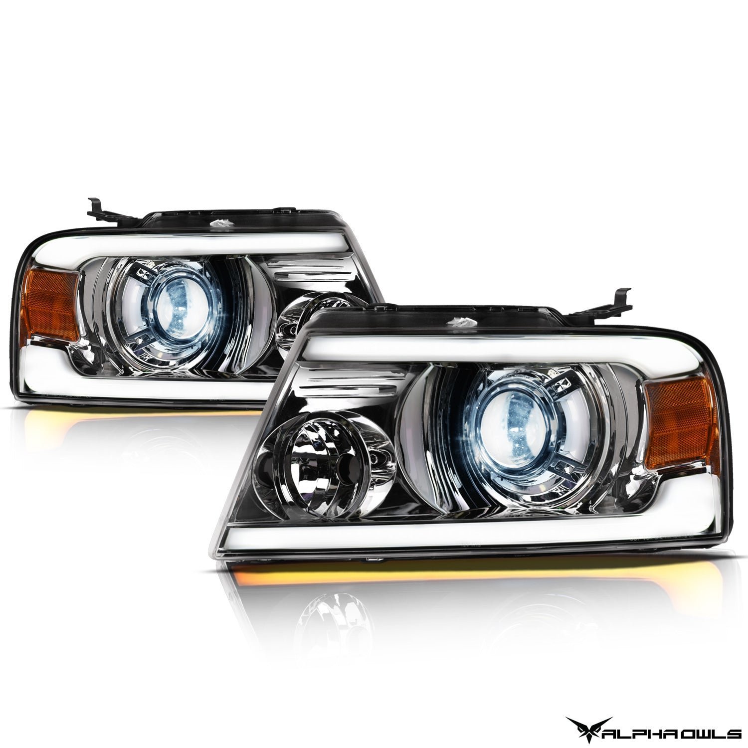 Alpha Owls 2006-2008 Lincoln Mark-LT SQX Series LED Projector Headlights (LED Projector Chrome housing w/ Sequential Signal/LumenX Light Bar) - Image 2