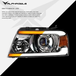 Alpha Owls 2006-2008 Lincoln Mark-LT SQX Series LED Projector Headlights (LED Projector Chrome housing w/ Sequential Signal/LumenX Light Bar) - Image 4