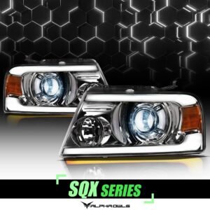 Alpha Owls 2006-2008 Lincoln Mark-LT SQX Series LED Projector Headlights (LED Projector Chrome housing w/ Sequential Signal/LumenX Light Bar) - Image 1