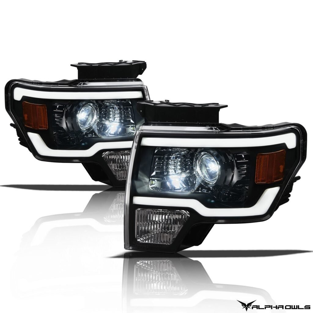 Alpha Owls 2009-2014 Ford F-150 (Excl. Models w/ factory Xenon) LMX Series LED Projector Headlights (LED Projector Black housing w/ LumenX Light Bar)