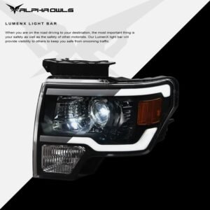 Alpha Owls 2009-2014 Ford F-150 (Excl. Models w/ factory Xenon) LMX Series LED Projector Headlights (LED Projector Black housing w/ LumenX Light Bar) - Image 4
