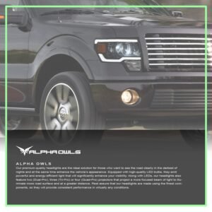 Alpha Owls 2009-2014 Ford F-150 (Excl. Models w/ factory Xenon) LMX Series LED Projector Headlights (LED Projector Black housing w/ LumenX Light Bar) - Image 7