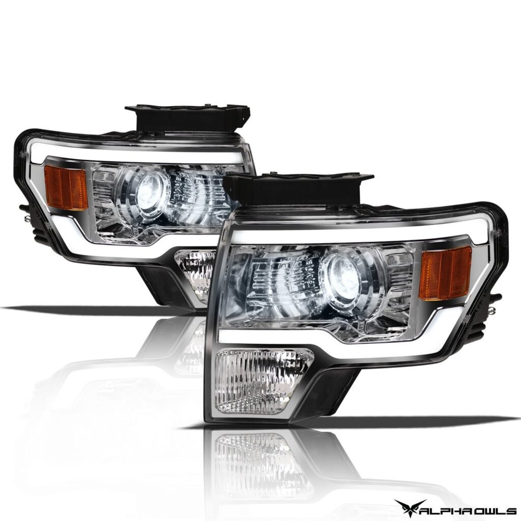 Alpha Owls 2009-2014 Ford F-150 (Excl. Models w/ factory Xenon) LMX Series LED Projector Headlights (LED Projector Chrome housing w/ LumenX Light Bar)