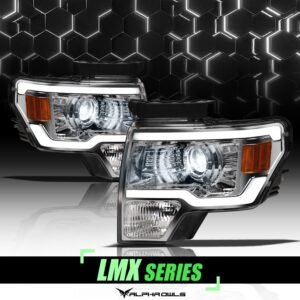Alpha Owls 2009-2014 Ford F-150 (Excl. Models w/ factory Xenon) LMX Series LED Projector Headlights (LED Projector Chrome housing w/ LumenX Light Bar) - Image 1