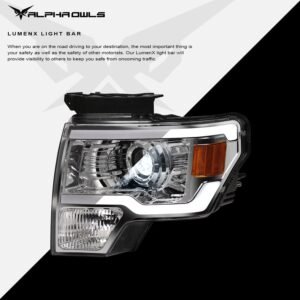 Alpha Owls 2009-2014 Ford F-150 (Excl. Models w/ factory Xenon) LMX Series LED Projector Headlights (LED Projector Chrome housing w/ LumenX Light Bar) - Image 4