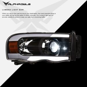 Alpha Owls 2003-2005 Dodge Ram 2500/3500 LMX Series LED Projector Headlights (LED Projector Black housing w/ LumenX Light Bar) - Image 4