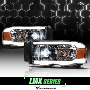 Alpha Owls 2003-2005 Dodge Ram 2500/3500 LMX Series LED Projector Headlights (LED Projector Chrome housing w/ LumenX Light Bar) - Image 1