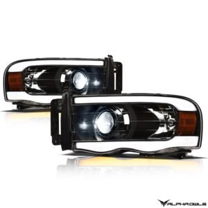 Alpha Owls 2003-2005 Dodge Ram 2500/3500 SQX Series LED Projector Headlights (LED Projector Black housing w/ Sequential Signal/LumenX Light Bar) - Image 2