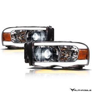 Alpha Owls 2002-2005 Dodge Ram 1500 SQX Series LED Projector Headlights (LED Projector Chrome housing w/ Sequential Signal/LumenX Light Bar) - Image 2