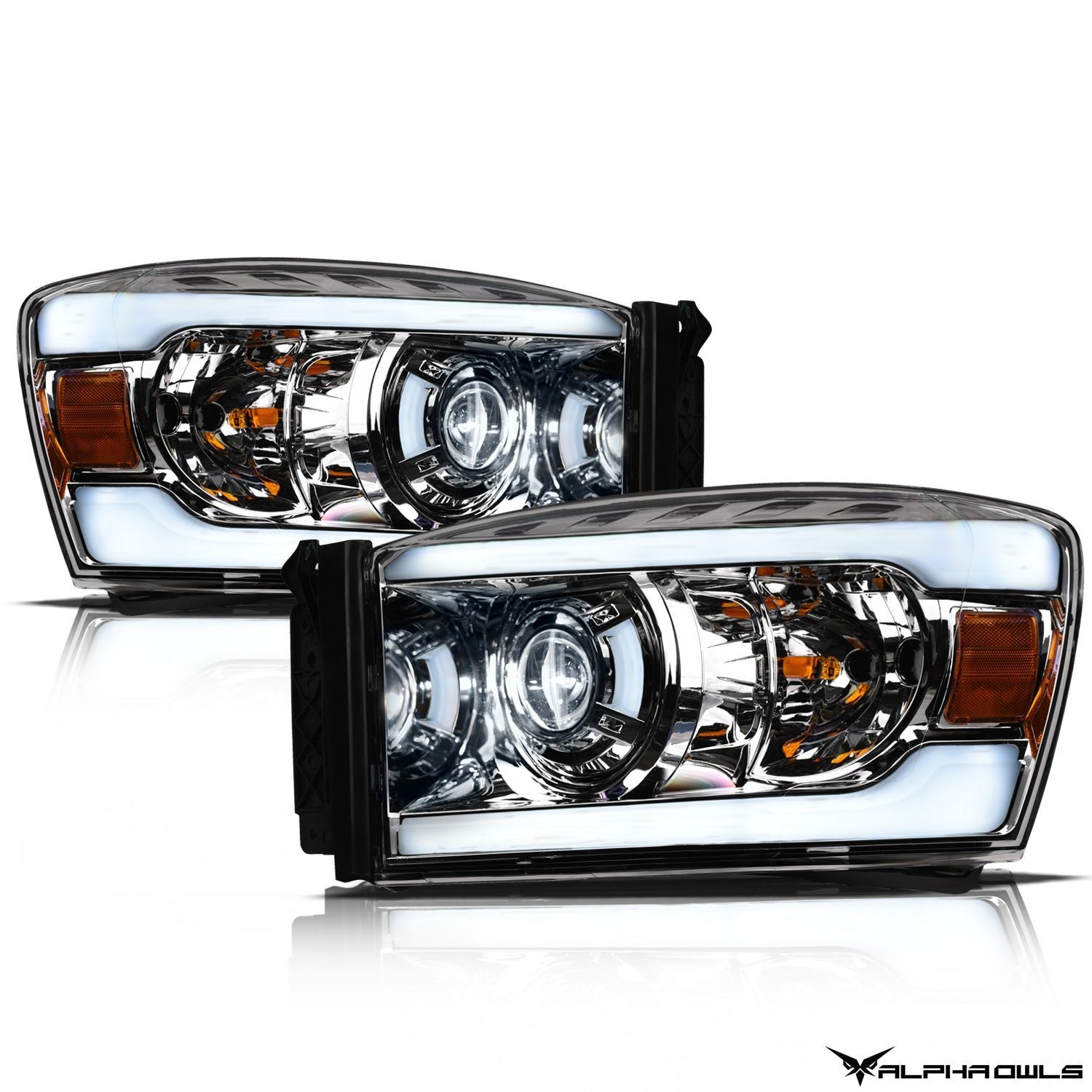 Alpha Owls 2006-2009 Dodge Ram 2500/3500 LMX Series LED Projector Headlights (LED Projector Chrome housing w/ LumenX Light Bar) - Image 2