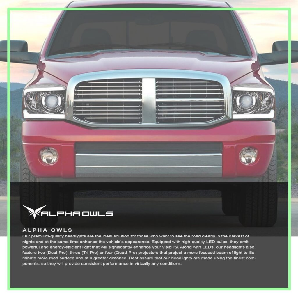 Alpha Owls 2006-2009 Dodge Ram 2500/3500 LMX Series LED Projector Headlights (LED Projector Chrome housing w/ LumenX Light Bar)