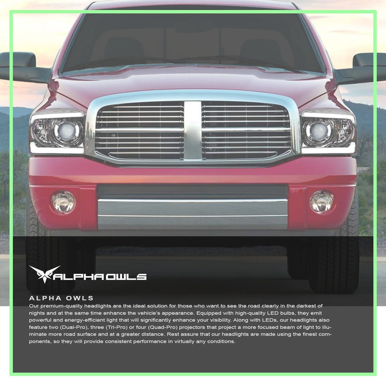Alpha Owls 2006-2009 Dodge Ram 2500/3500 LMX Series LED Projector Headlights (LED Projector Chrome housing w/ LumenX Light Bar) - Image 7