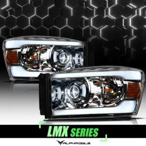 Alpha Owls 2006-2009 Dodge Ram 2500/3500 LMX Series LED Projector Headlights (LED Projector Chrome housing w/ LumenX Light Bar) - Image 1