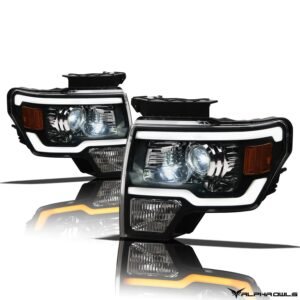 Alpha Owls 2009-2014 Ford F-150 (Excl. Models w/ factory Xenon) SQX Series LED Projector Headlights (LED Projector Black housing w/ Sequential Signal/LumenX Light Bar) - Image 2