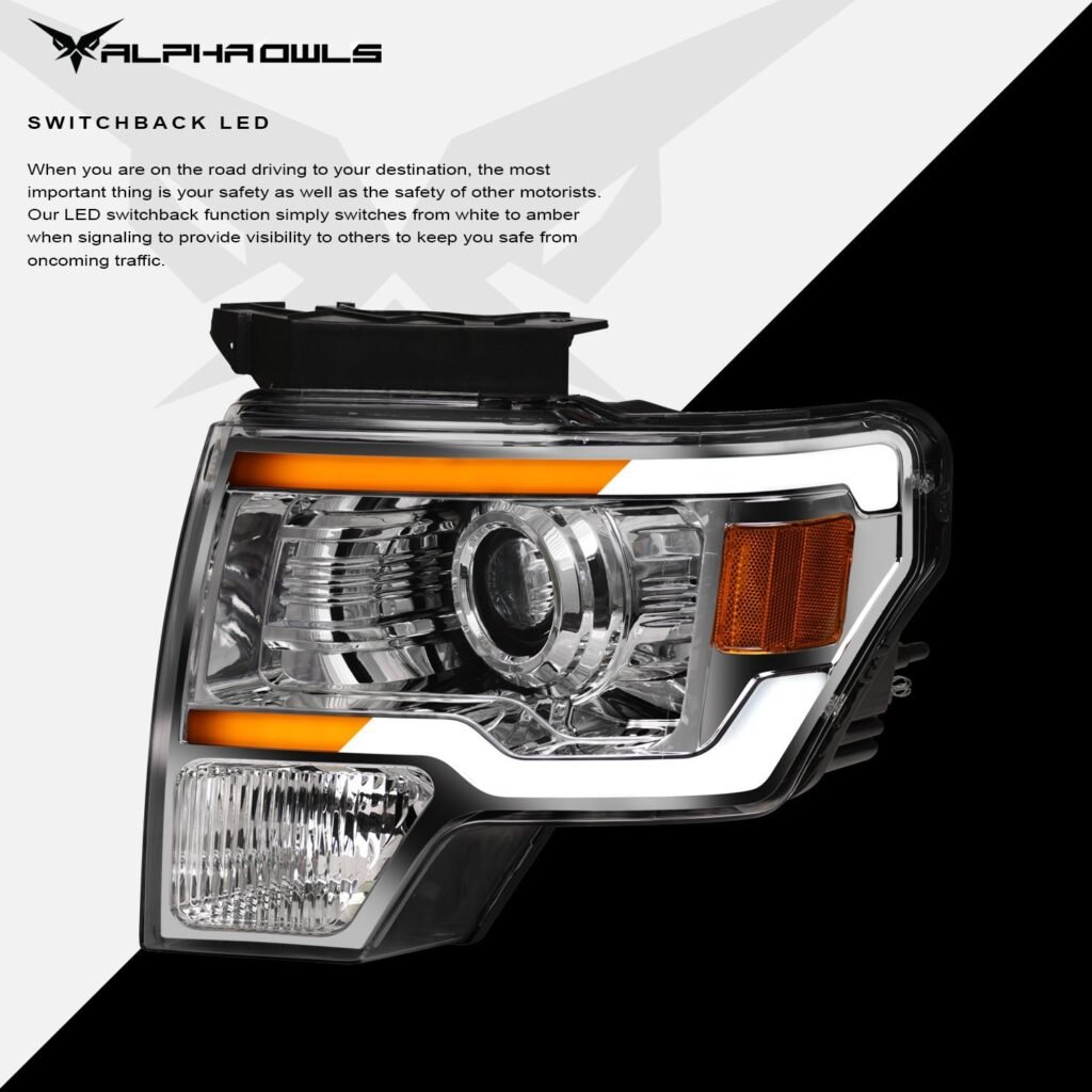 Alpha Owls 2009-2014 Ford F-150 (Excl. Models w/ factory Xenon) SQX Series LED Projector Headlights (LED Projector Chrome housing w/ Sequential Signal/LumenX Light Bar)