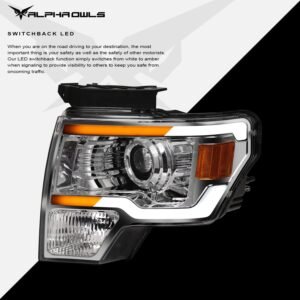 Alpha Owls 2009-2014 Ford F-150 (Excl. Models w/ factory Xenon) SQX Series LED Projector Headlights (LED Projector Chrome housing w/ Sequential Signal/LumenX Light Bar) - Image 4