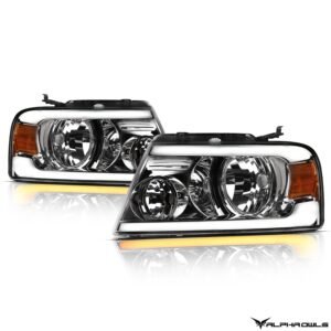Alpha Owls 2006-2008 Lincoln Mark-LT SQ Series Headlights (Crystal Headlights Chrome housing w/ Sequential Signal/LumenX Light Bar) - Image 2