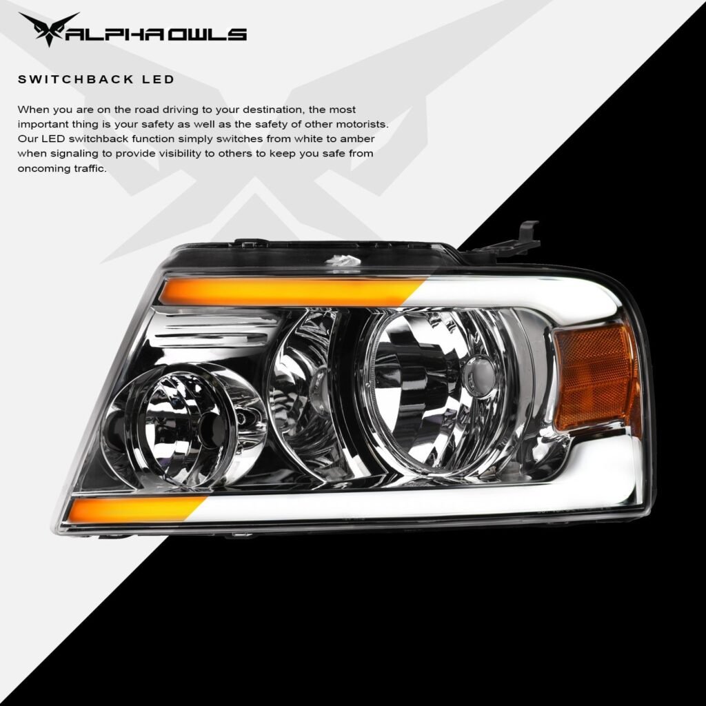 Alpha Owls 2006-2008 Lincoln Mark-LT SQ Series Headlights (Crystal Headlights Chrome housing w/ Sequential Signal/LumenX Light Bar)