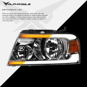 Alpha Owls 2006-2008 Lincoln Mark-LT SQ Series Headlights (Crystal Headlights Chrome housing w/ Sequential Signal/LumenX Light Bar) - Image 4
