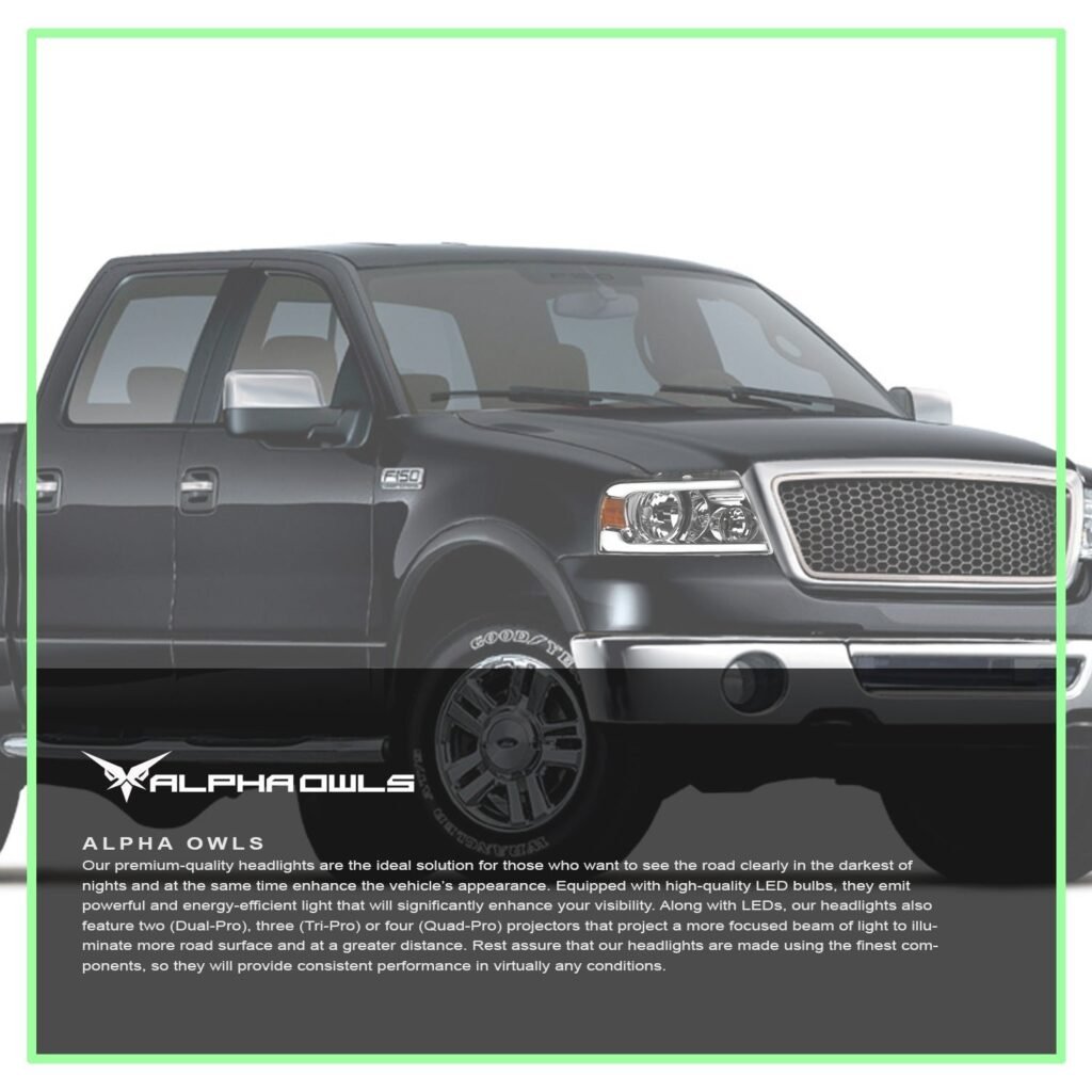 Alpha Owls 2006-2008 Lincoln Mark-LT SQ Series Headlights (Crystal Headlights Chrome housing w/ Sequential Signal/LumenX Light Bar)