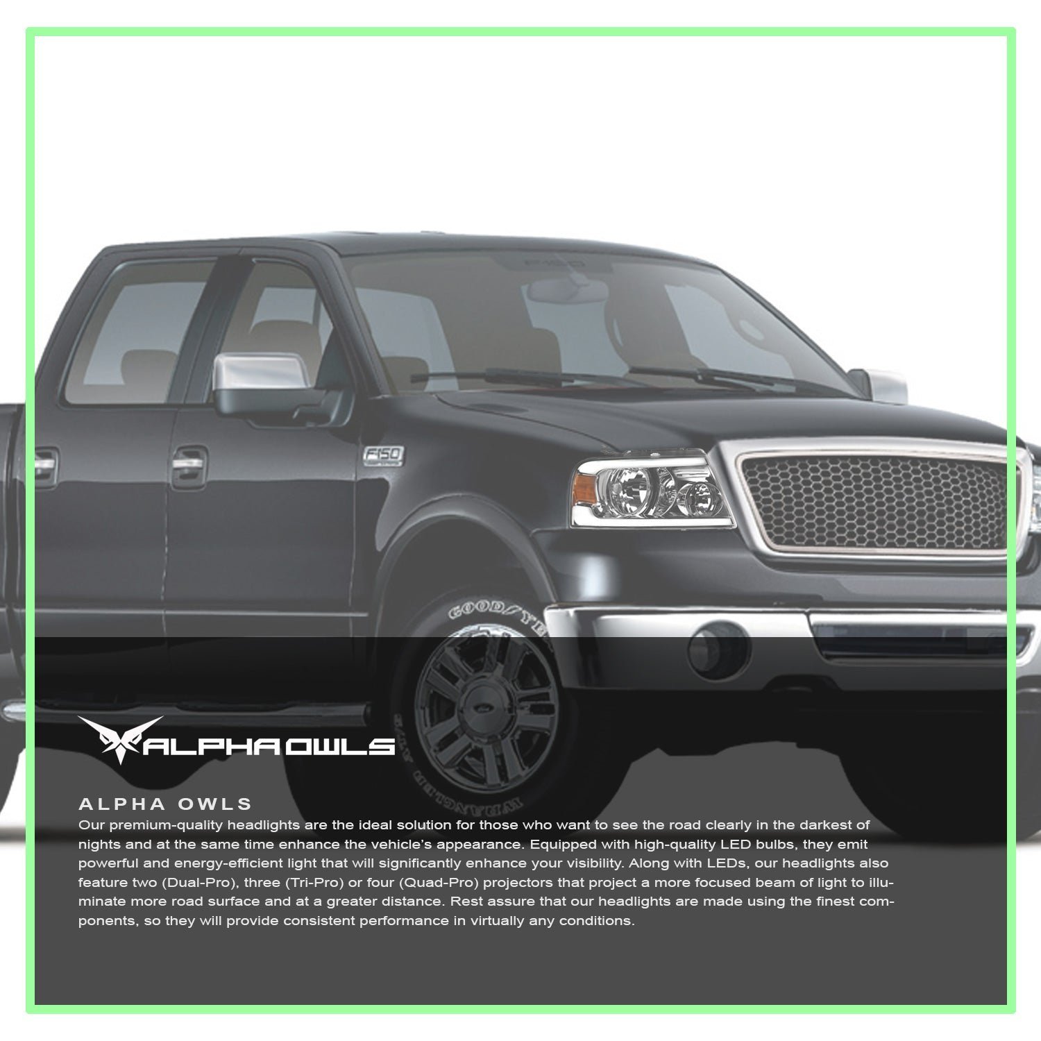 Alpha Owls 2006-2008 Lincoln Mark-LT SQ Series Headlights (Crystal Headlights Chrome housing w/ Sequential Signal/LumenX Light Bar) - Image 7