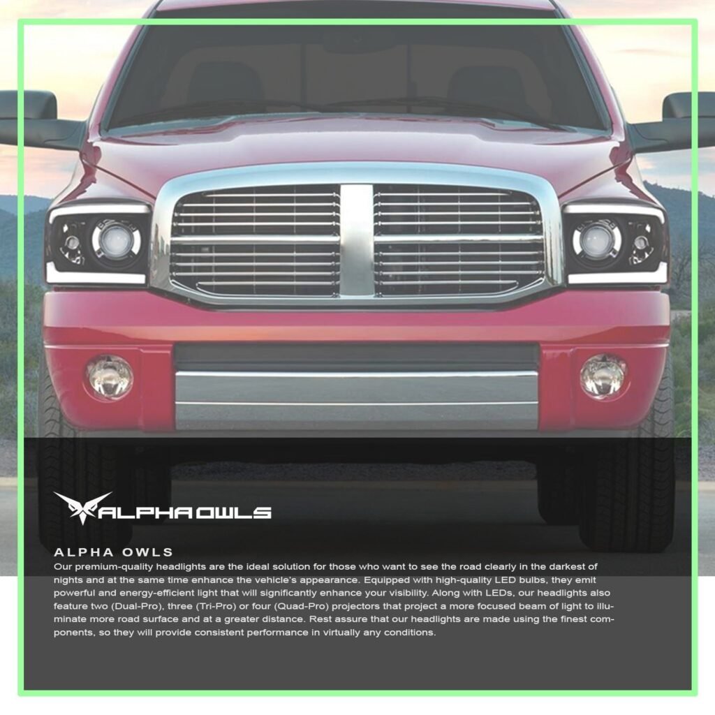 Alpha Owls 2006-2009 Dodge Ram 2500/3500 LMX Series LED Projector Headlights (LED Projector Black housing w/ LumenX Light Bar)