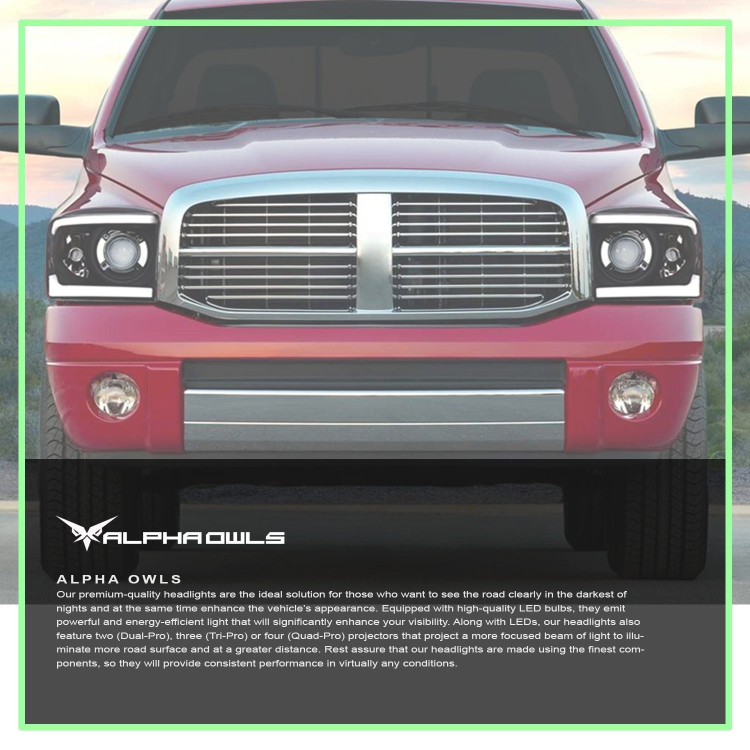 Alpha Owls 2006-2009 Dodge Ram 2500/3500 LMX Series LED Projector Headlights (LED Projector Black housing w/ LumenX Light Bar) - Image 7