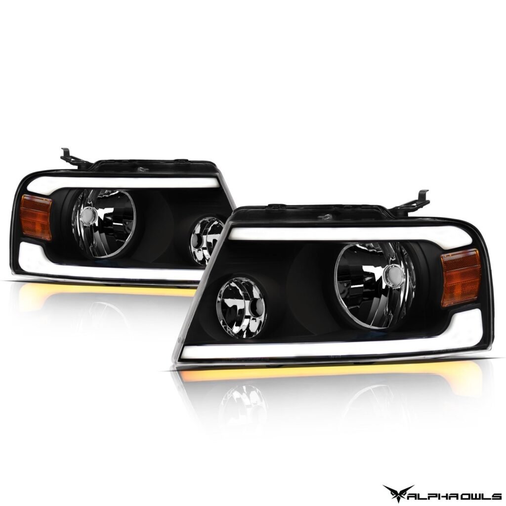 Alpha Owls 2006-2008 Lincoln Mark-LT SQ Series Headlights (Crystal Headlights Black housing w/ Sequential Signal/LumenX Light Bar)