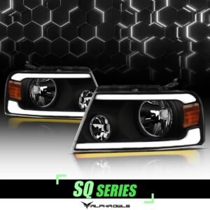 Alpha Owls 2006-2008 Lincoln Mark-LT SQ Series Headlights (Crystal Headlights Black housing w/ Sequential Signal/LumenX Light Bar) - Image 1
